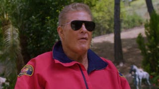 David Hasselhoff in a Baywatch jacket