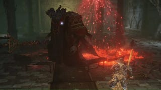 elden ring mohg the omen boss in front of blood rain