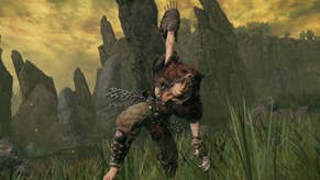 A warrior leaps through the air with two Beast Claw weapons equipped in Elden Ring Shadow of the Erdtree