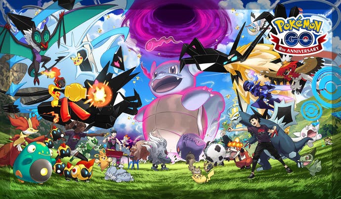 Dynamax Wartortle stars in Pokémon Go's eight anniversary artwork.