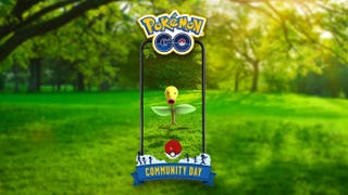 Pokémon Go Community Day artwork featuring the Grass-type Bellsprout.