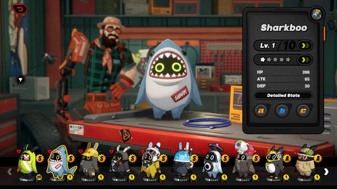 The Bangboo selection menu in Zenless Zone Zero, highlighting Sharkboo.